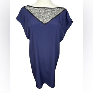 BCBGeneration Navy Mini Dress with Black Lace Accents Size S